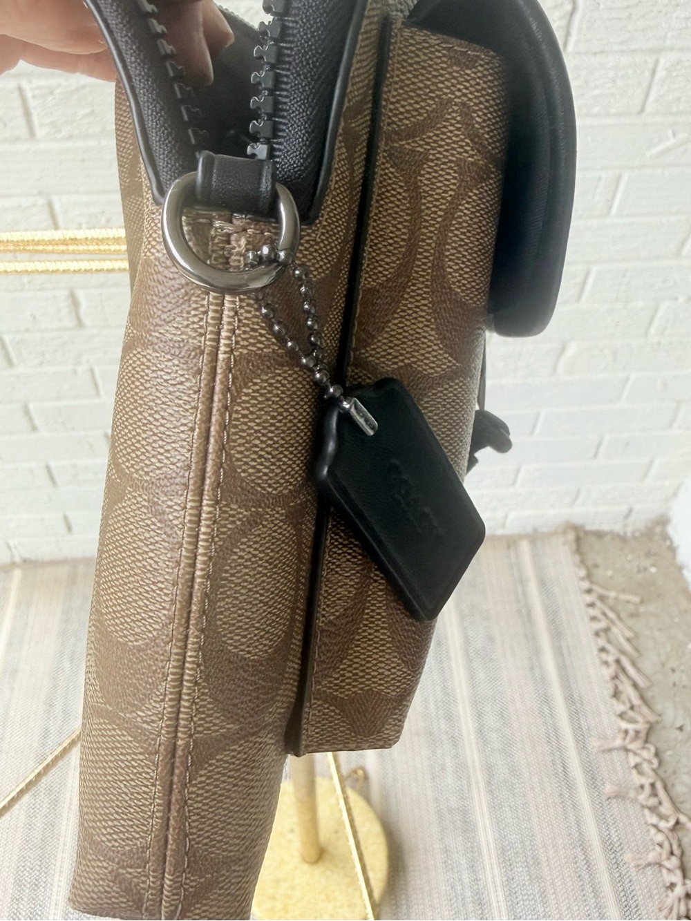 Coach Brown Signature Ranger Pouch with Black Leather Flap - Picture 7 of 13